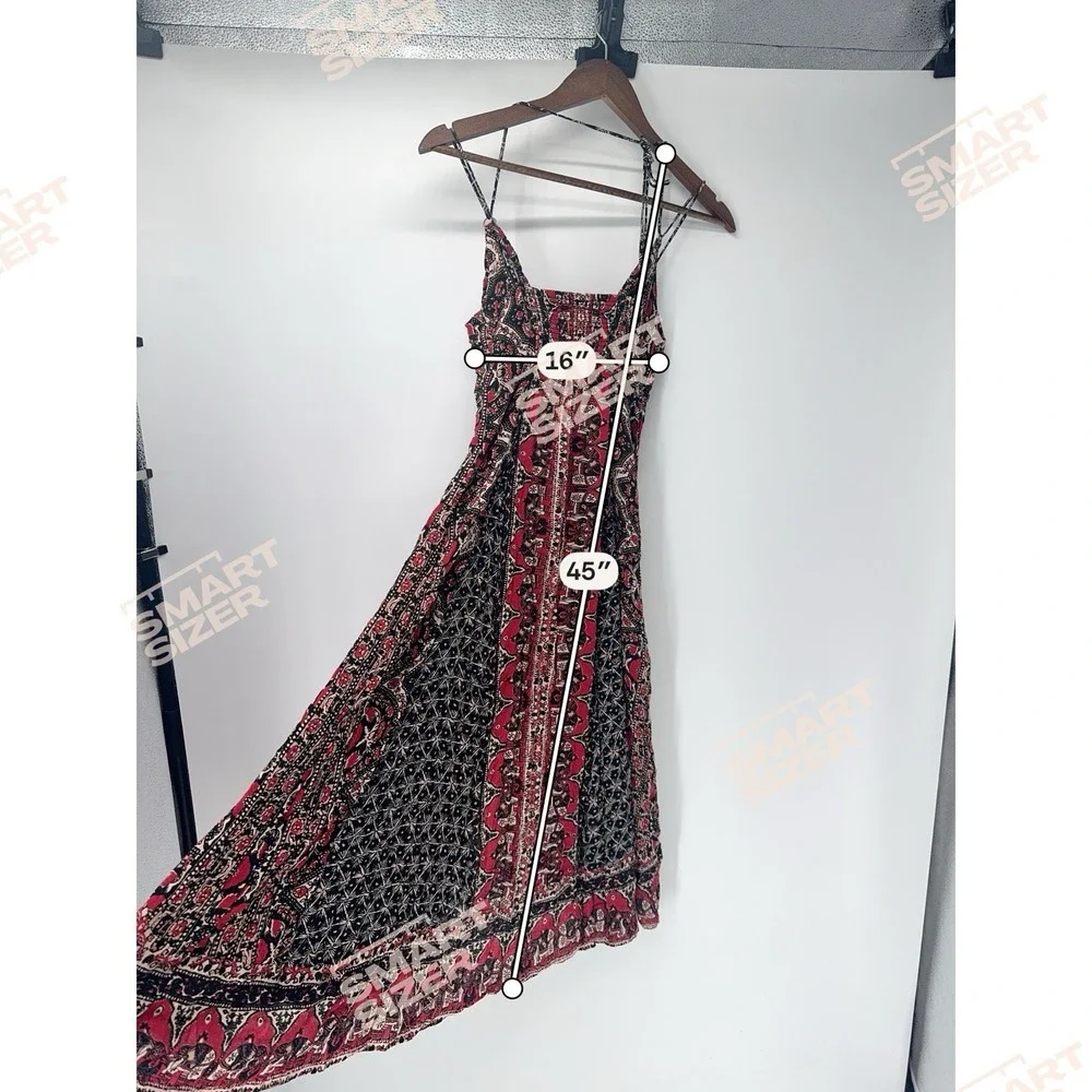 Free People On The Bright Side Maxi Dress Red Black Boho XS Cottagecore Festival